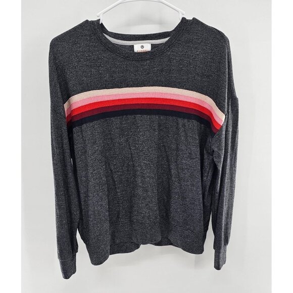 Sundry‎ Womens Rainbow Stripe Sweater Lightweight Pullover Hacci Knit Medium/2 - Picture 1 of 3